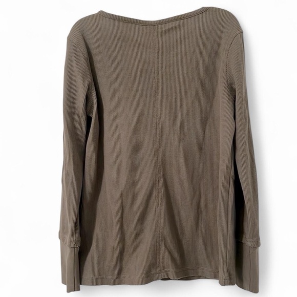 Caslon Organic Cotton Blend Split Neck Thermal Top Green Sorrel XXS - Picture 6 of 12